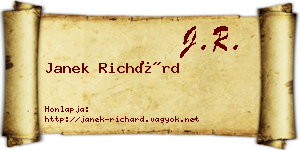 Janek Richárd névjegykártya