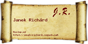 Janek Richárd névjegykártya